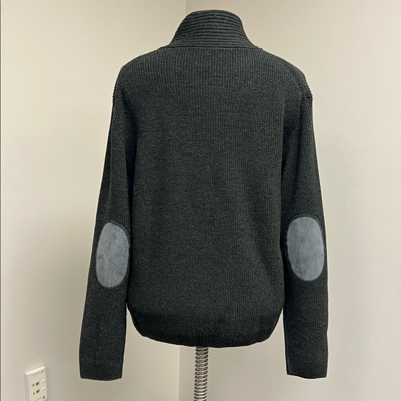Rodd & Gun wool shawl collar academia elbow patch knit gray pullover sweater L - Picture 3 of 8